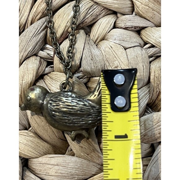 Vintage Style Antique Gold & Silver Bird Pendant Necklace 28in Bird Lovers - Picture 6 of 7